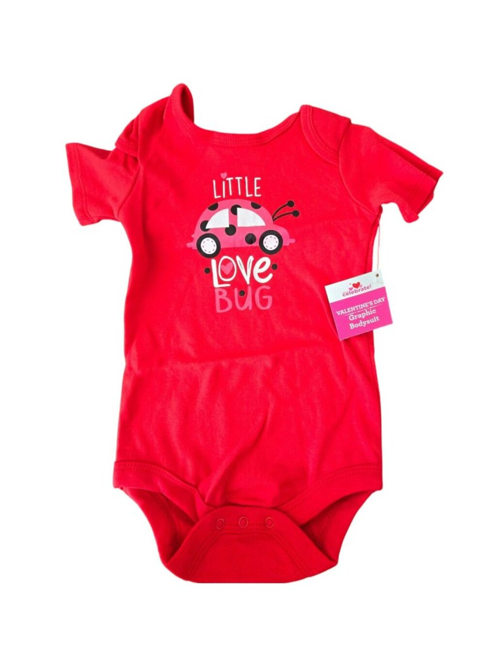 Little Love Bug Valentines Day Baby Bodysuit Red 6-9M One Piece LH4300d